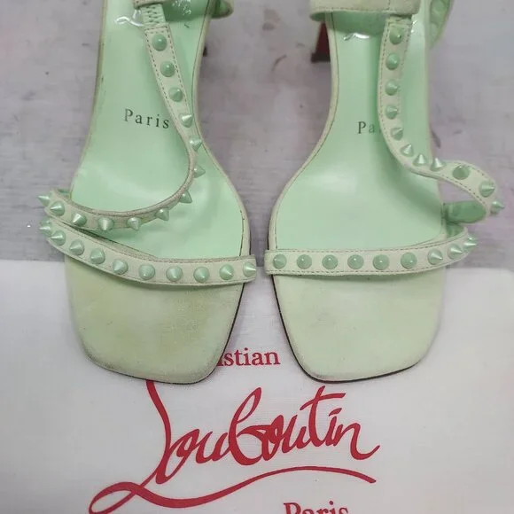 CHRISTIAN Rosa Condorapik Spikes Mint Green Slingback Sandal